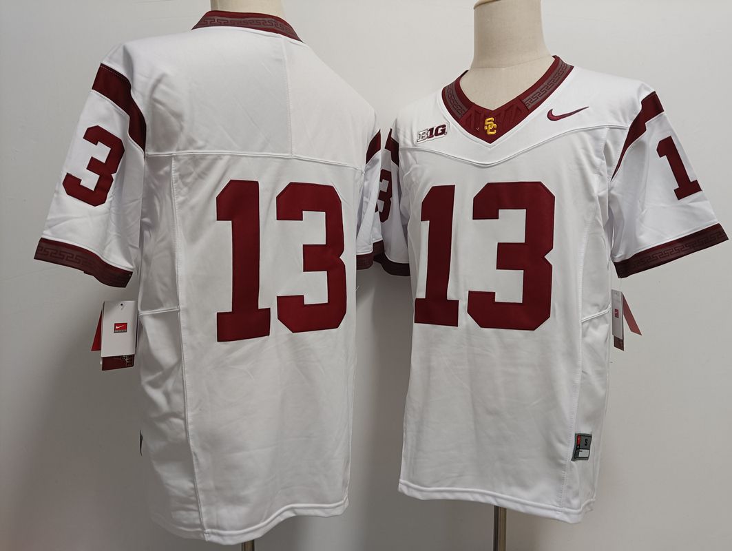Men USC Trojans #13 No Name White Nike 2025 NCAA Jersey style 1->ncaa teams->NCAA Jersey